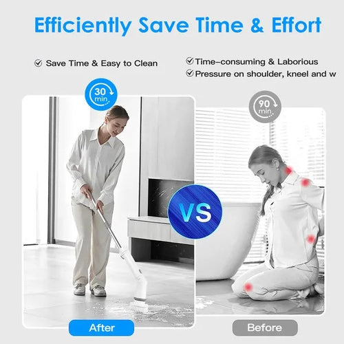 Electric Spin Scrubber Cordless Rechargeable Telescopic Cleaning Brush