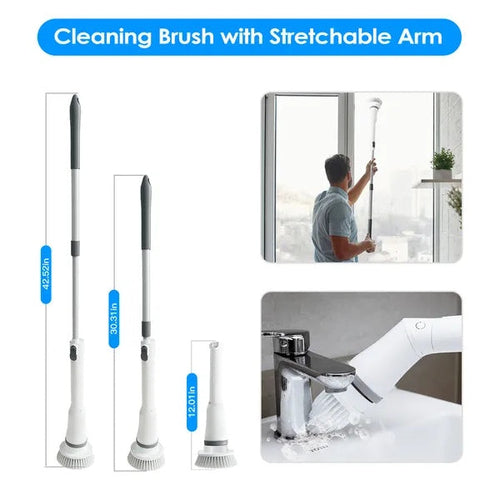 Electric Spin Scrubber Cordless Rechargeable Telescopic Cleaning Brush