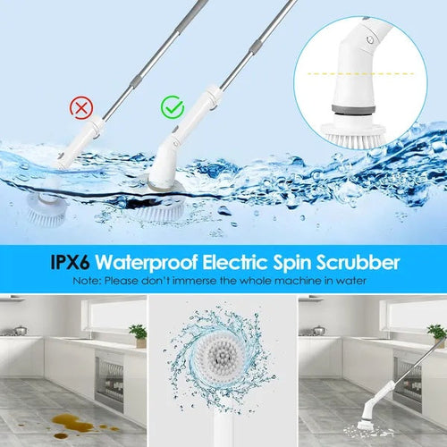 Electric Spin Scrubber Cordless Rechargeable Telescopic Cleaning Brush